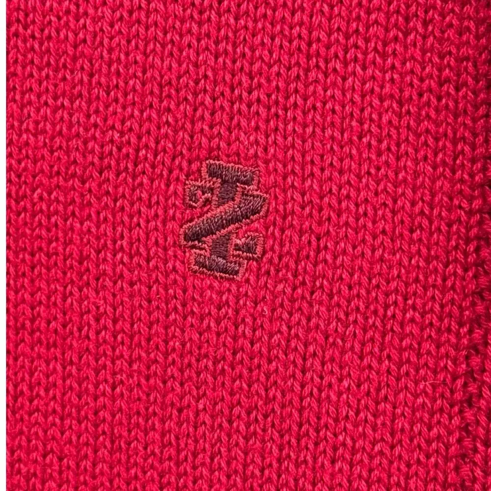 Izod Vintage Red Textured Windowpane Check Pattern Cotton Crewneck Sweater Men L